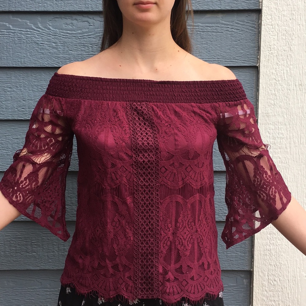 Francesca’s off the shoulder lace top